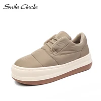 smile circle winter chunky platform sneakers women flat shoes keep warm comfortable thick bottom casual shoes women