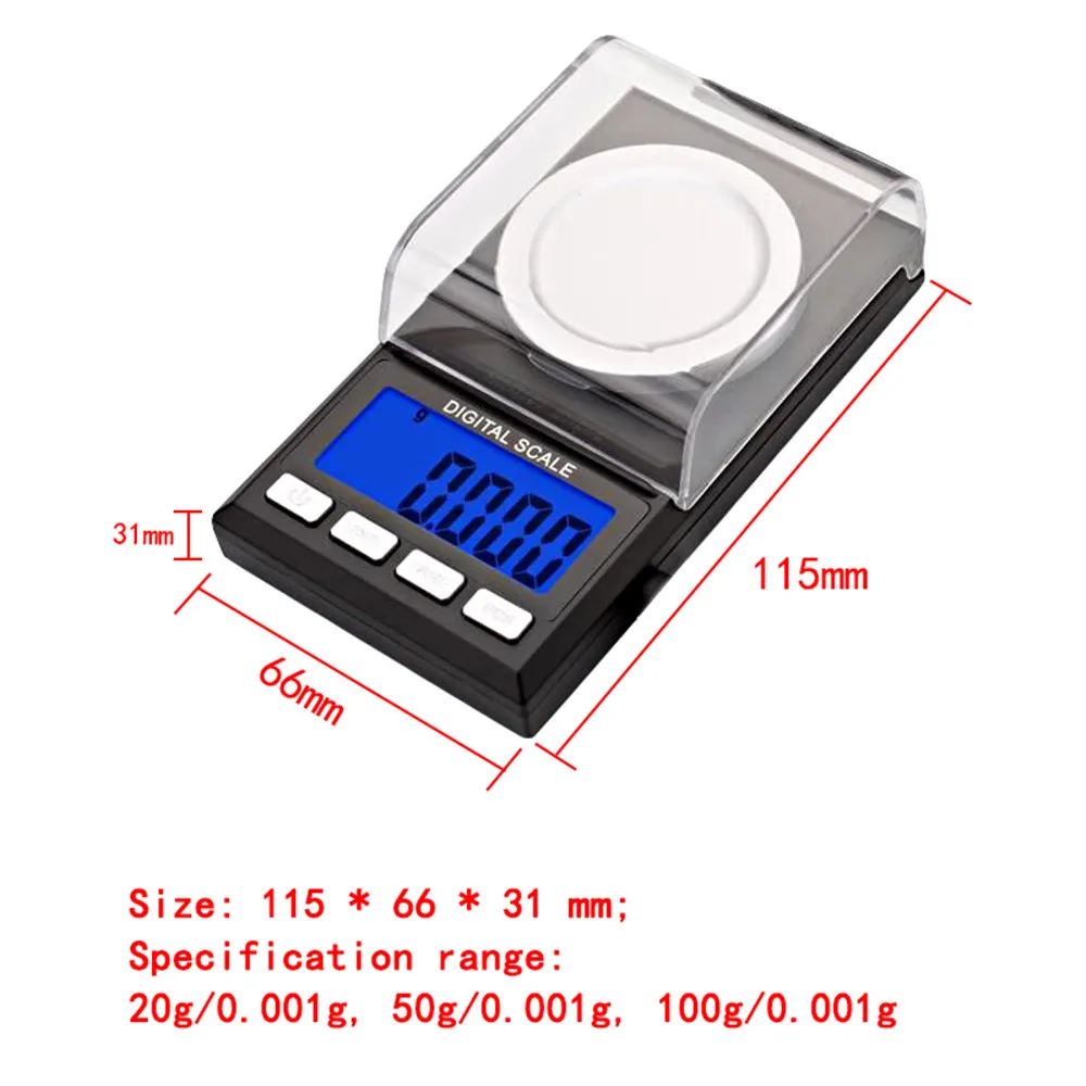 

20g/50g/100g 0.001g Digital Counting Scale Precision Portable Electronic Jewelry Scales Gold Germ Medicinal Balance New