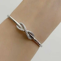womens fashion lucky 8 zircon open bangle s925 sterling silver high quality exquisite brand jewelry valentines day gift