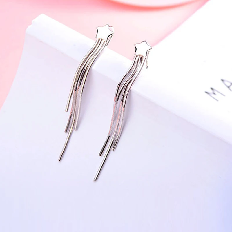 Простые Модные длинные серьги-подвески со змеиной цепочкой серьги-кисточки для