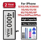 Аккумулятор AAA для iPhone 6, 6S, 5S SE, 7, 8 Plus, X, Xs, Max, Xr, оригинальная емкость, Сменный аккумулятор для iPhone 6S, батареи