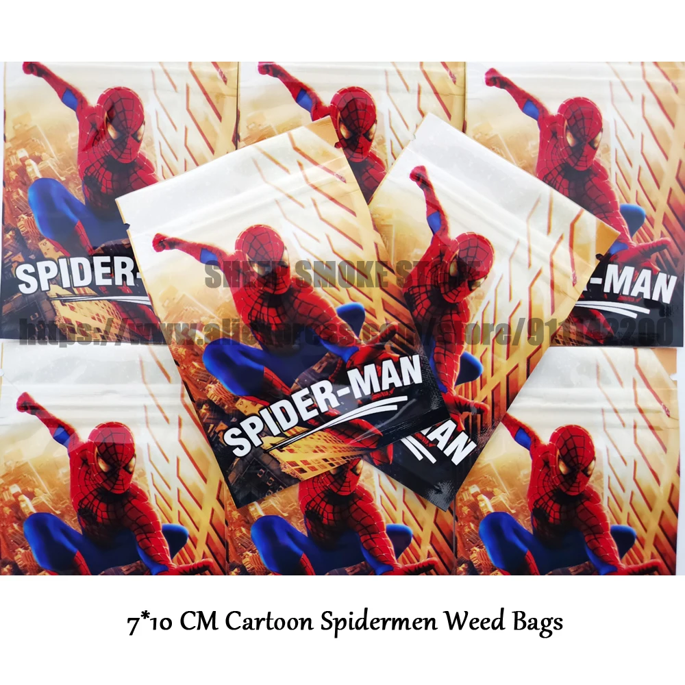 200 PCS Cartoon Spider Pattern Bags Small Plastic Gifts Jewelry Zip-lock Bag Custom Logo Pouches Wholesale