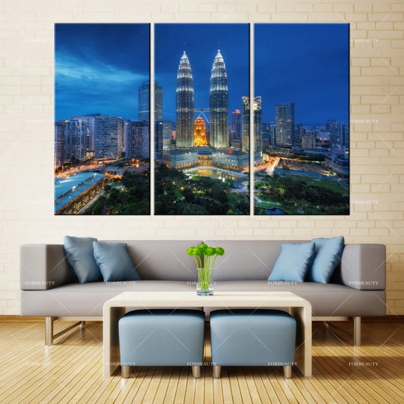Forbeauty Canvas Painting Wall Art Petronas Waterproof Ink Home Decor Twin Towers Spray Printing Oil Paintings Abstract Single | Дом и сад