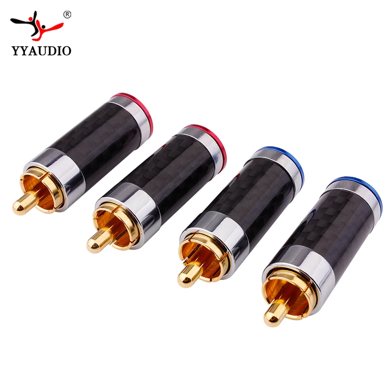 YYAUDIO разъем RCA штекер из углеродного волокна позолоченный штекер HiFi аудио разъем динамик RCA разъем адаптер припой провода RCA Termina
