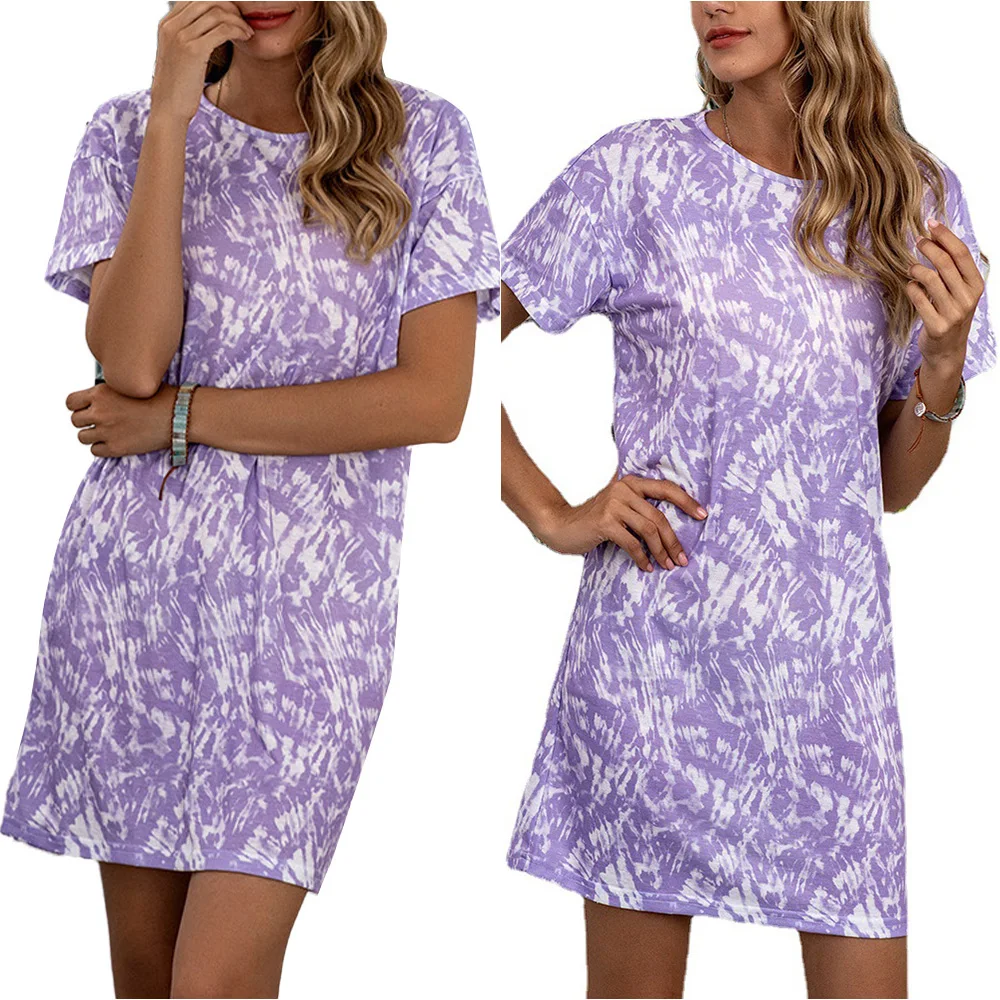 

Womens A-line Summer Short Sleeve Mini Dress Mini Dress Casual Beach Sundress Loose Vintage Bodycon Dress