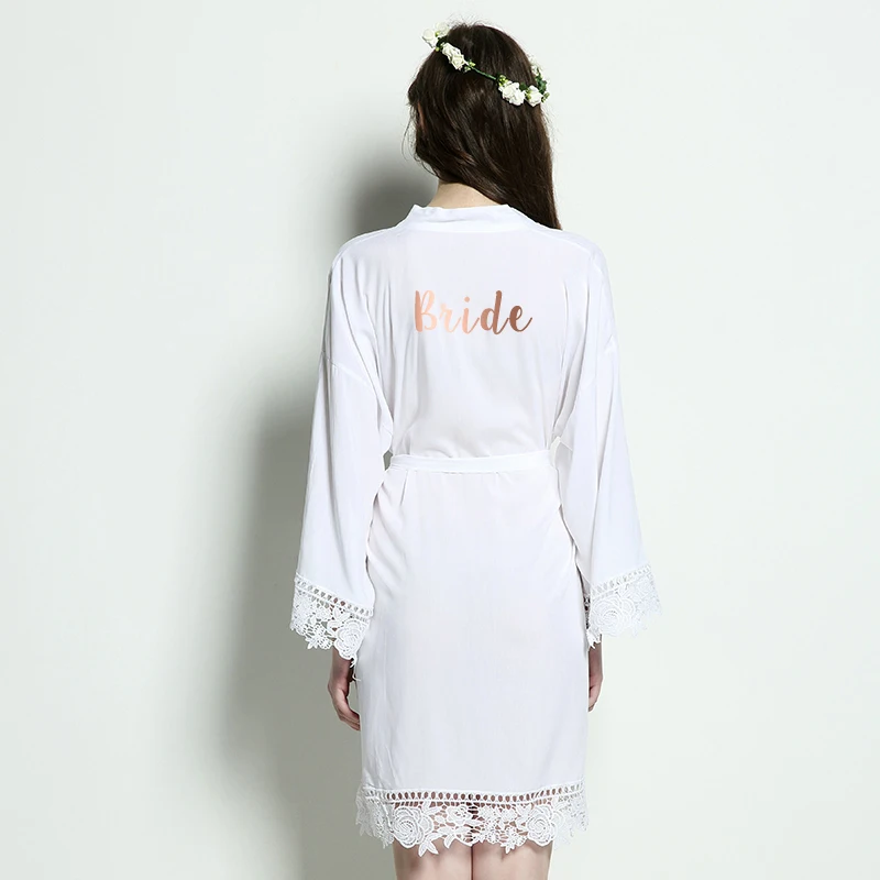 YUXINBRIDAL пыльный зеленый однотонный хлопковый Халат кимоно с кружевной отделкой женский свадебный халат белый халат для сна