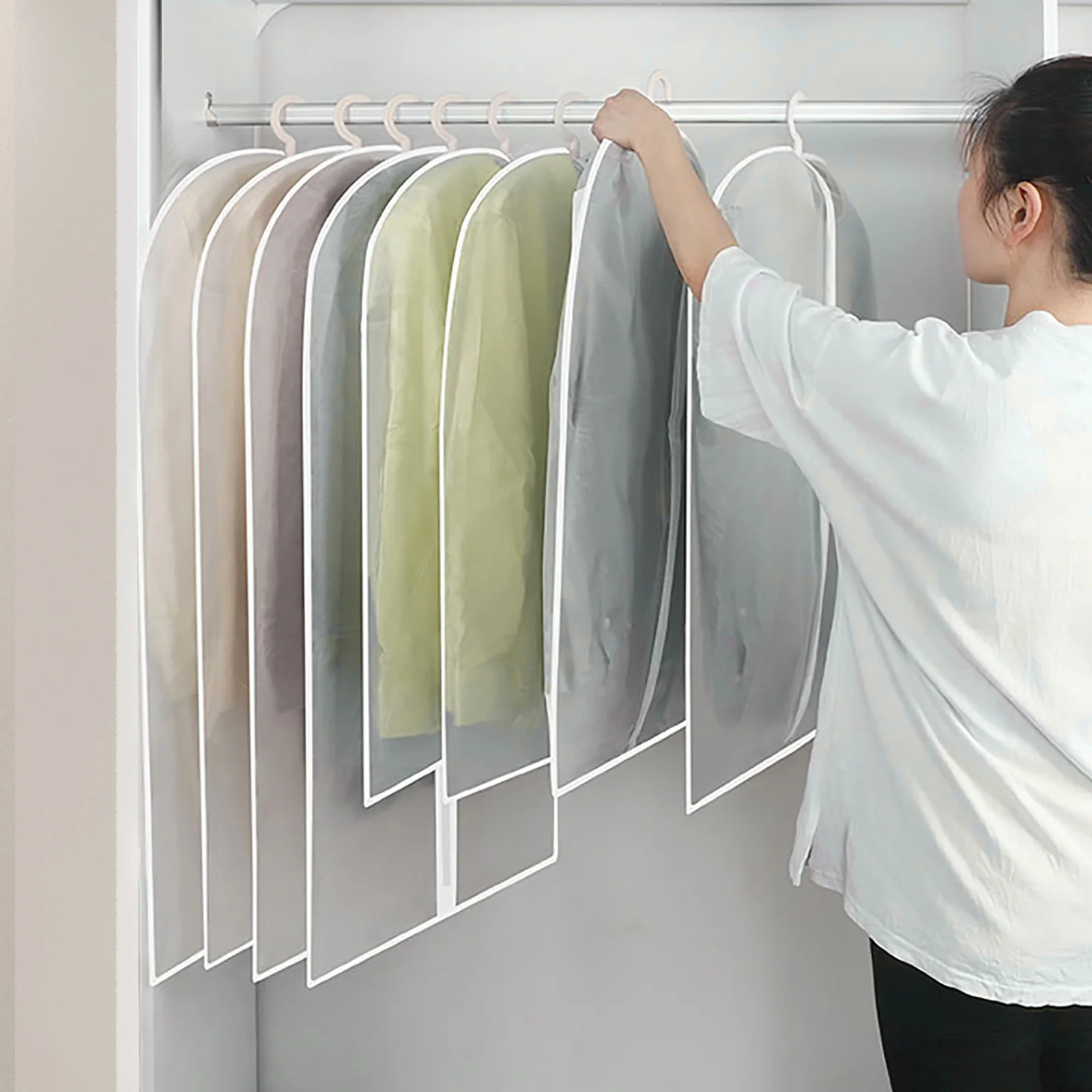 

5/10PCS Clothes Hanging Garment Dress Clothes Suit Coat Dust Cover Storage Bag Pouch Case Organizer Wardrobe Hanging