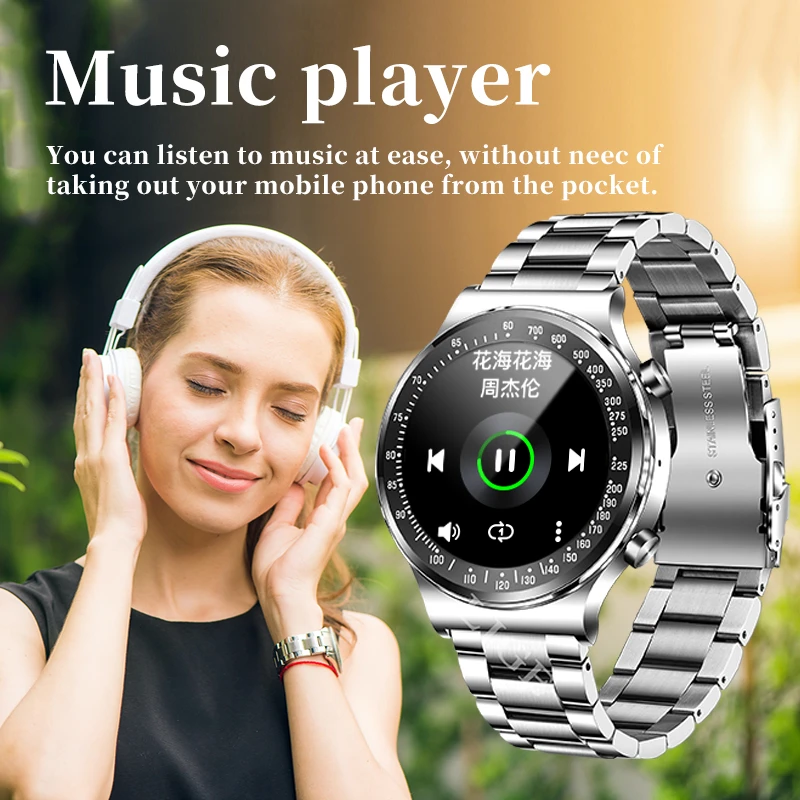LIGE 2021 New Luxury Fashion Business Smart Watch Men's Bluetooth Call Local Music Heart Rate Monitoring Men's Smart Watch + Box