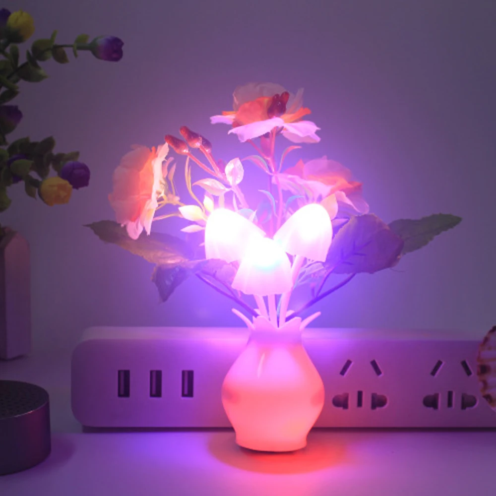 

Christmas Romantic LED Night Light Mushroom Lamp Sensor Pomegranate Potted Light For Home Plug-In Wall Illumination Decoration