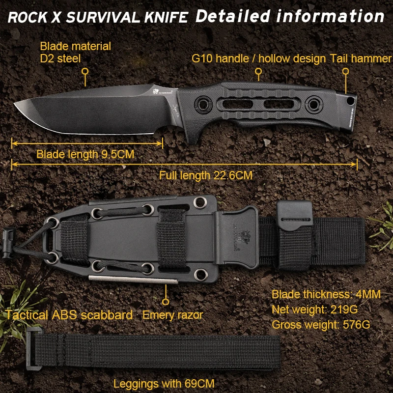 HX Outdoor Rock X нож для выживания в дикой природе D2 стальной полевой сабель Военный