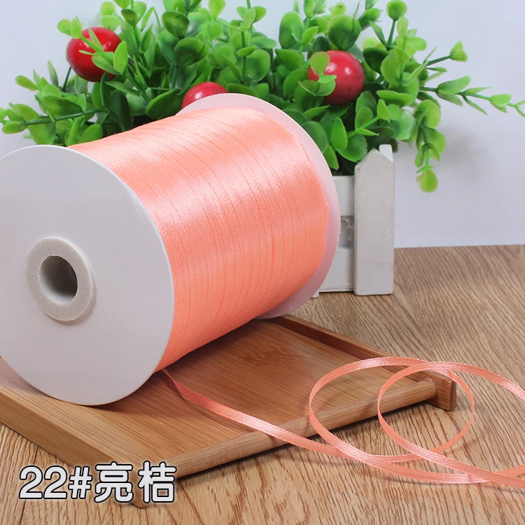 Лидер продаж ярко оранжевая односторонняя атласная лента 3 мм материал ручной