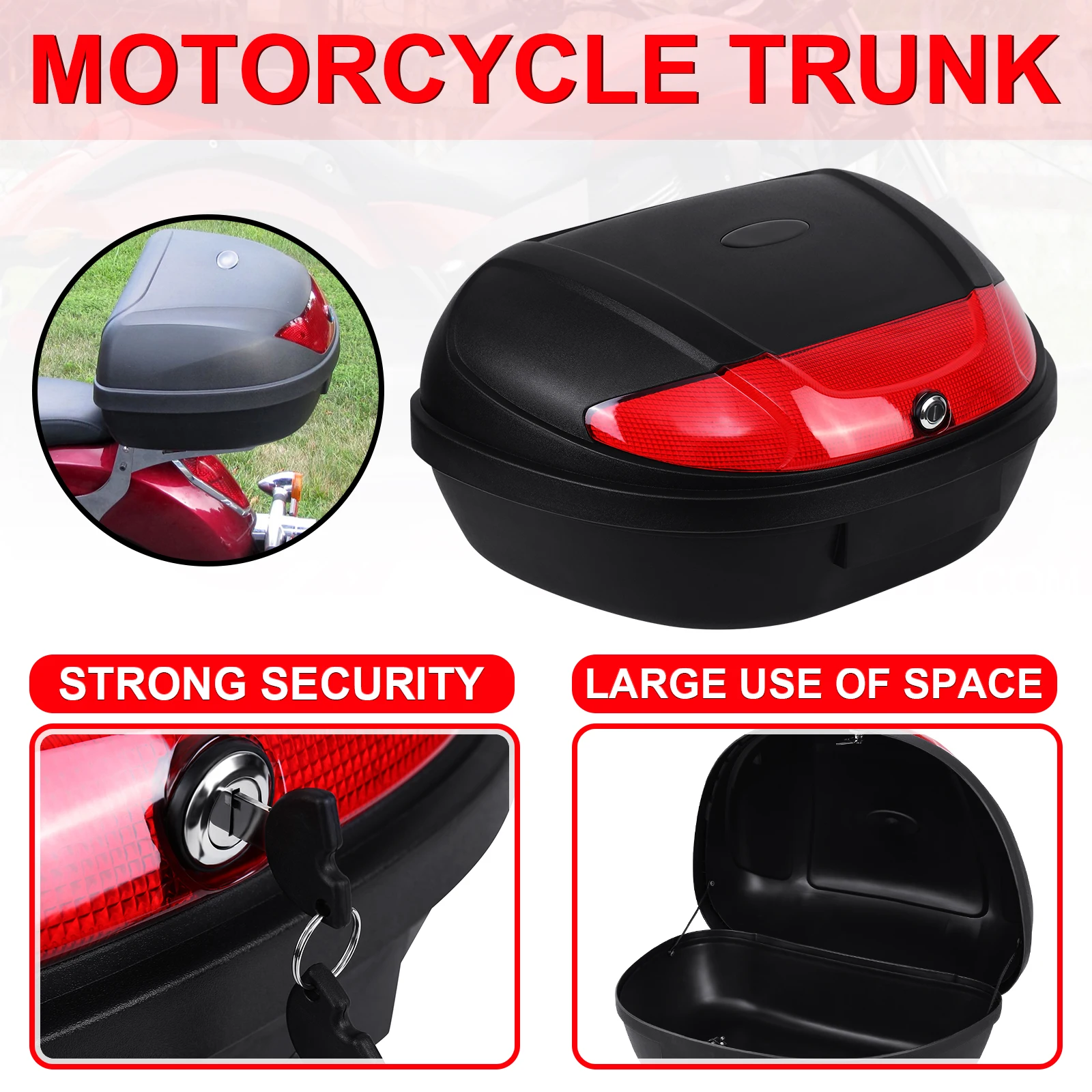 Samger 28L/52L Motorcycle Trunk Case Waterproof Motor Top for Helmet Motorbike Scooter Rear Luggage Tool Tail Box Black | Автомобили и