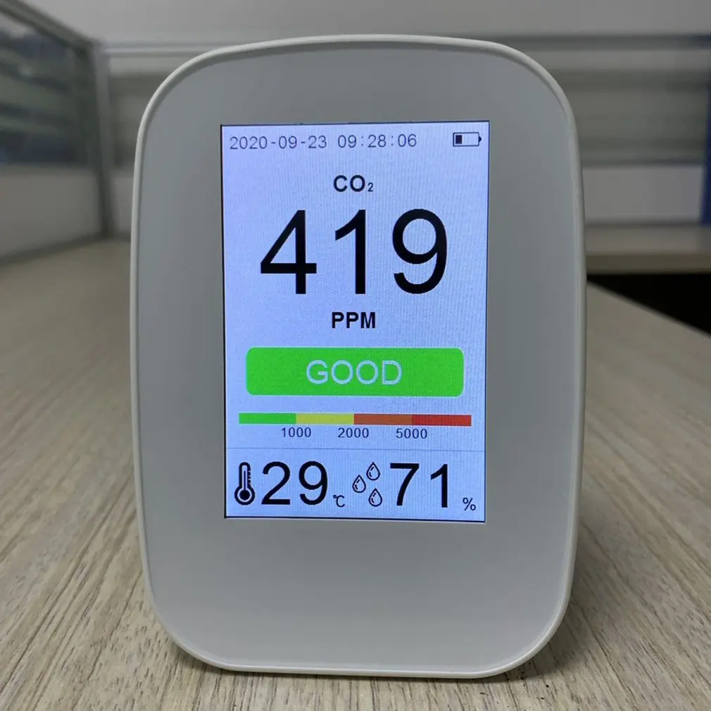 

D9-E 3.5 Inch TFT Large Size LCD Display Timing Storage Timing Data Display Switching CO2 Temperature And Humidity Detector