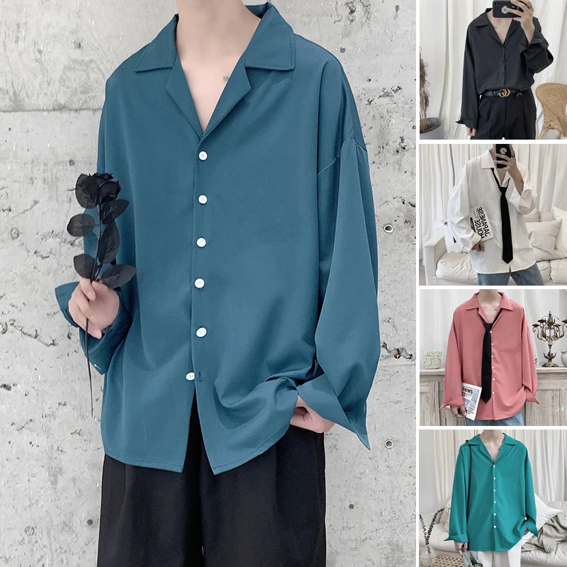 2022 Men's Suit Collar Lining Loose Coats Long Sleeve Slim Fit Shirt French Cuff Mens Fashion 6 Color Shirts Camisa Masculina