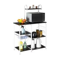 kitchen bakers rack utility storage shelf 35 5 microwave stand 4 tier 3 tier organizer workstation for spice with 10 hooks