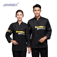 long sleeves chef uniform kitchen restaurant cook clothes new fashion chef jacket apron hat food service catering baking wear