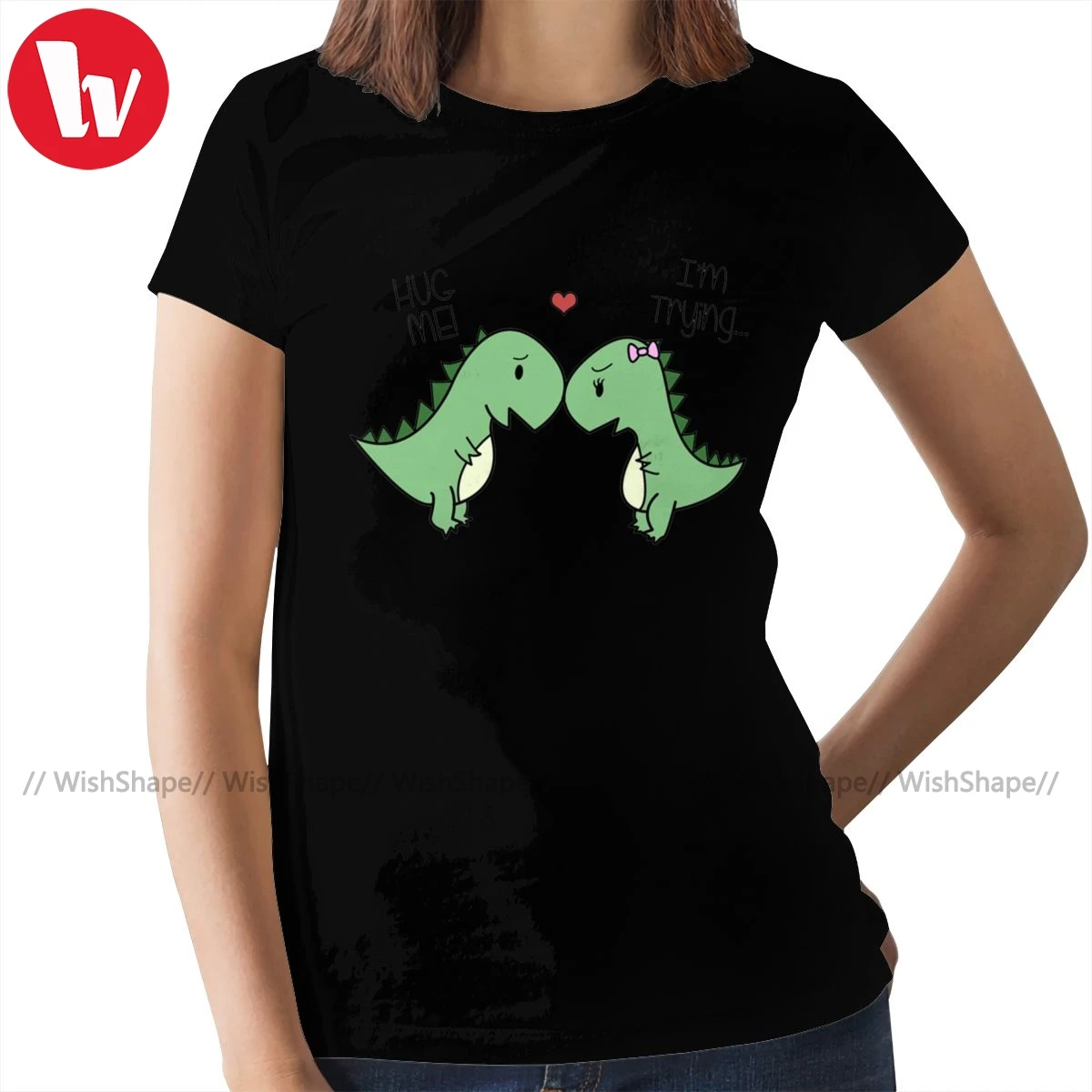 Женская футболка с принтом динозавра хлопковая Футболка круглым вырезом и