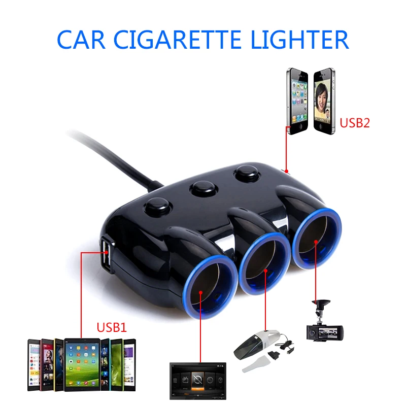 12 В/24 В адаптер для автомобильного прикуривателя Разветвитель Прикуривателя 5 в