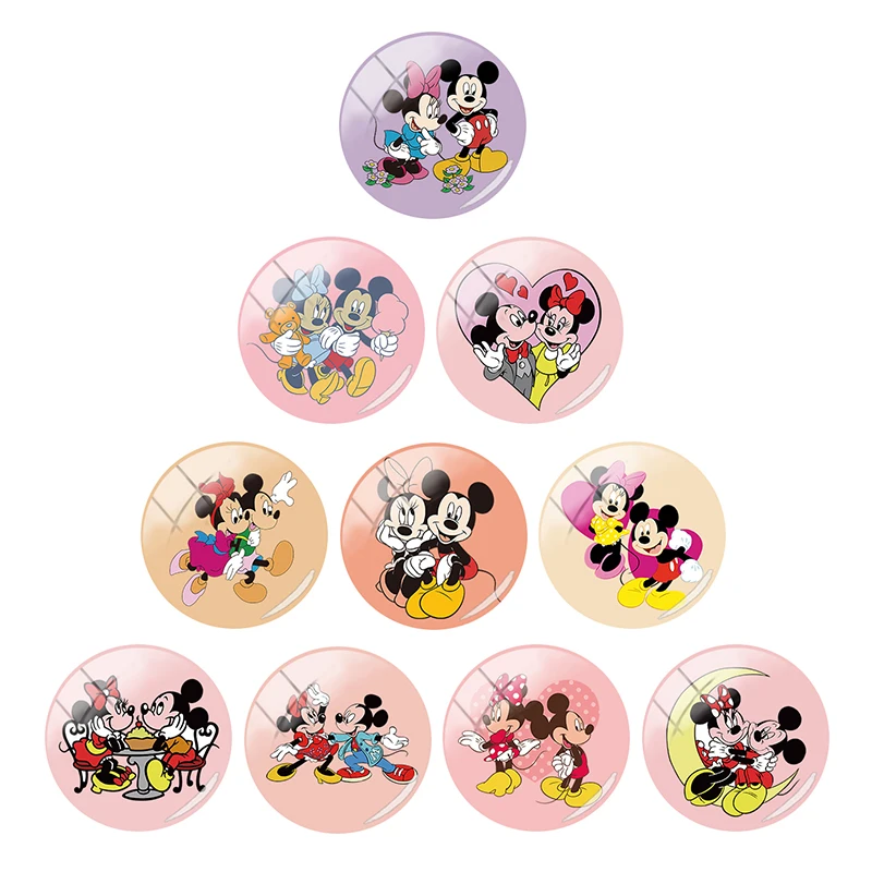 

Disney Mickey Mouse 12mm/15mm/16mm/18mm/20mm Photo Cute Mickey Mouse Glass Cabochon Dome Flat Back DIY Jewelry Creation