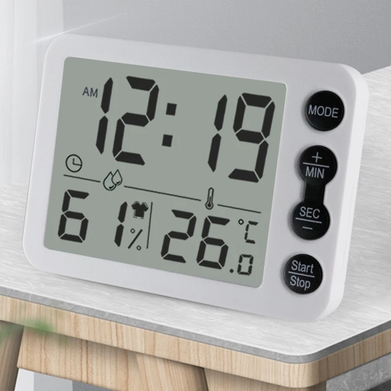 

Multifunction Digital Thermometer Hygrometer Indoor Automatic Electronic Temperature Humidity Monitor Alarm Clock with Timer