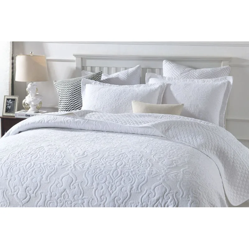 Online CHAUSUB Set Trapunta Solida 3 Pezzi Copriletti Per Letto Matrimoniale Trapunte In Cotone Copriletto Ricamato Copriletto Matrimoniale Coperta Estiva