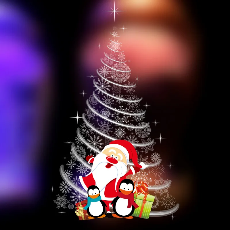 

Big Christmas Tree Wall Sticker Santa Claus Wall Tattoo Antarctic Penguin Wall Decal Christmas Gift White Snowflake for Home