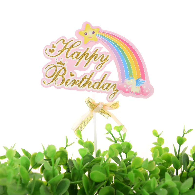 Топпер для торта звезда детский день рождения радужная лента топперы кексов
