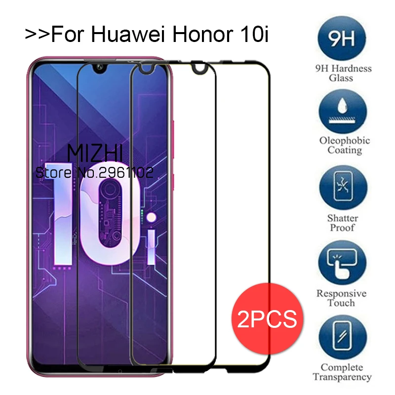 

2pcs tempered glass honor 10i protective glass for huawei honor 10i screen protector on honer 10 i i10 honor10i HRY-LX1T film