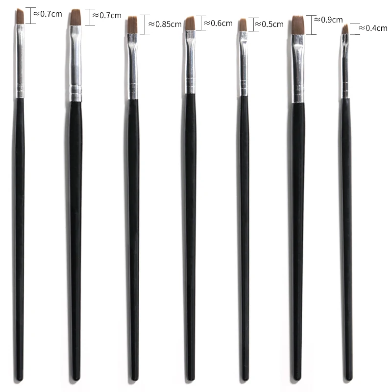

7 Pieces Set Nail Art Brush Pen Flat Drawing Paint Tips Clean Dust Builder Acrylic UV Gel Varnish Extension Design Tools Manicur