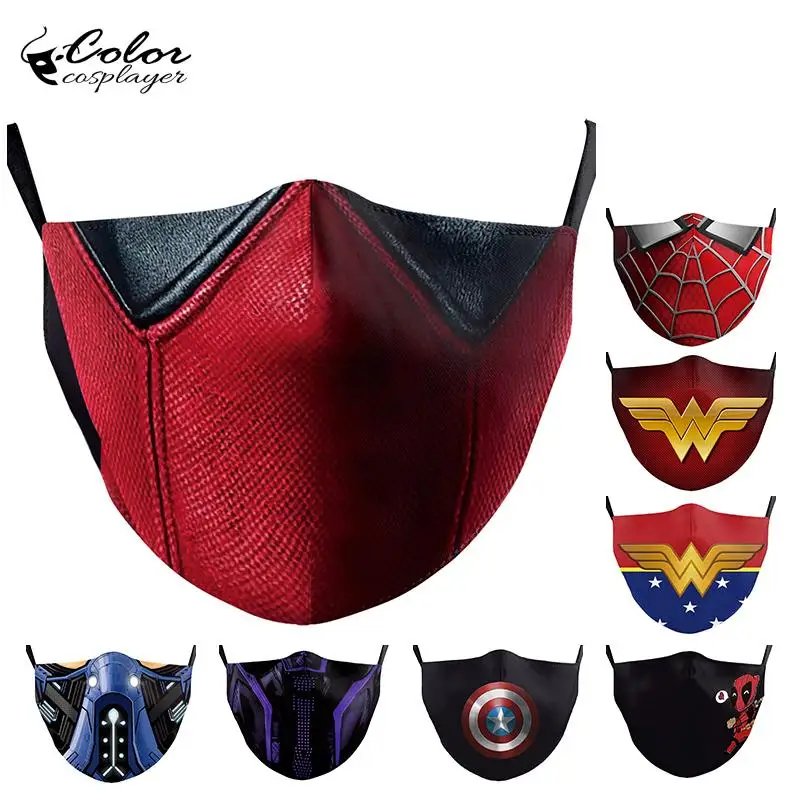 Цвет er супергероя маски Дэдпул для взрослых и детей многоразовая маска лица на