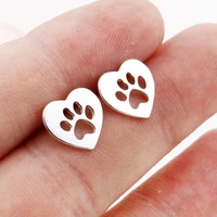 cute heart shaped dog cat paw earrings women kids small earrings happy new year gifts for women boucle doreille