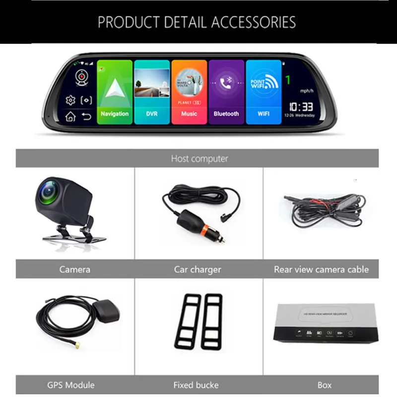 Новейшая 10 &quotАвтомобильная камера с зеркалом заднего вида 4G Android 8 1