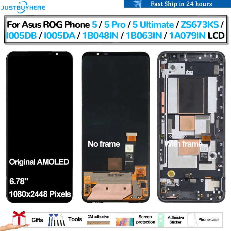 original amoled for asus rog phone 5 5 pro 5 ultimate zs673ks pantalla lcd display touch panel screen digitizer assembly repair free global shipping