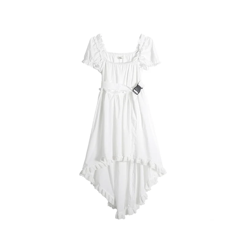 

Cotton Summer Vintage Party Dress Square Collar Ruffle Elegant Sexy Dress Beach Female Print Comfortable Mid Dresses Vestidos