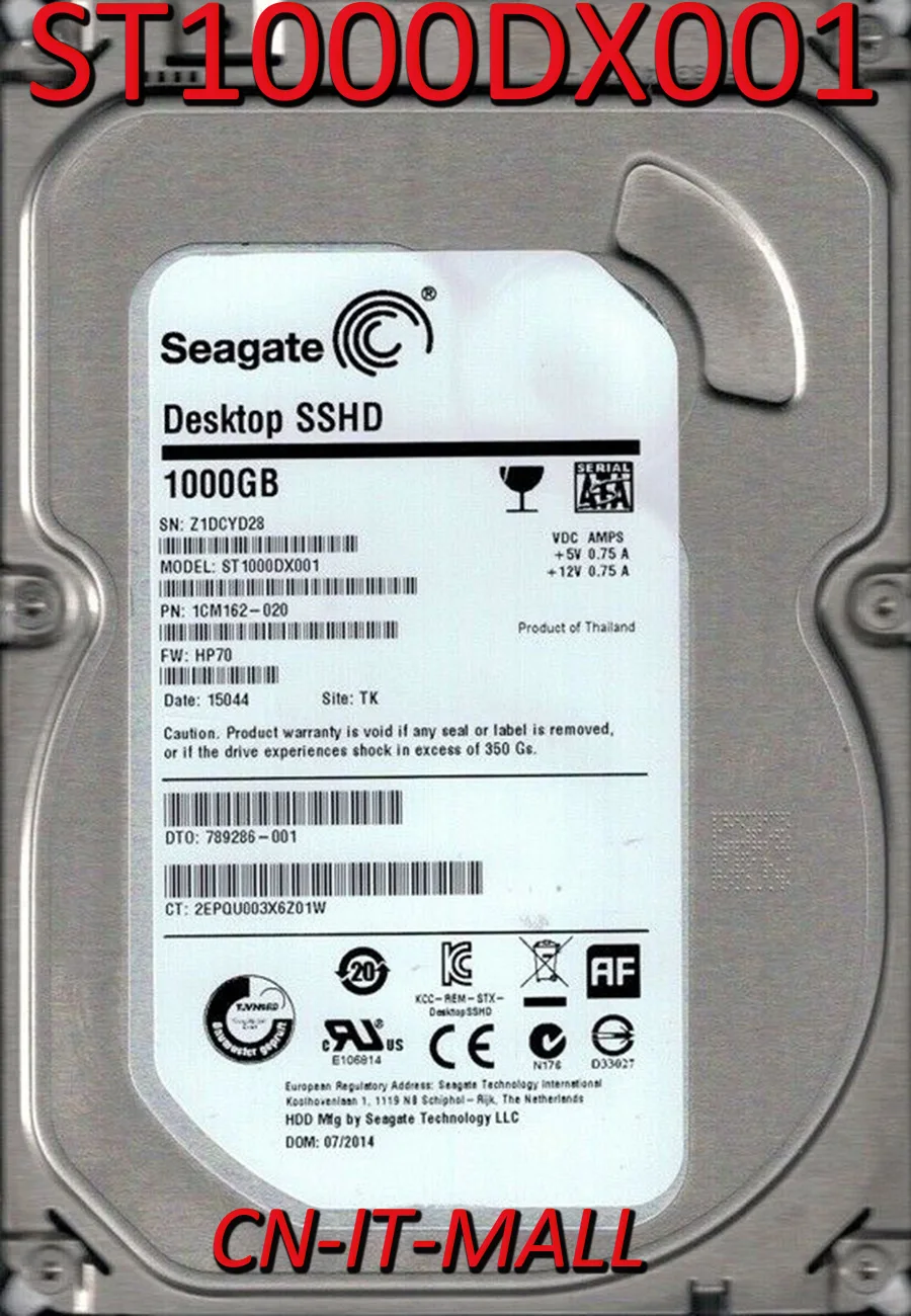 

Seagate Desktop SSHD ST1000DX001 1TB 7200 RPM 64MB Cache SATA 6.0Gb/s 3.5" Solid State Hybrid Drive