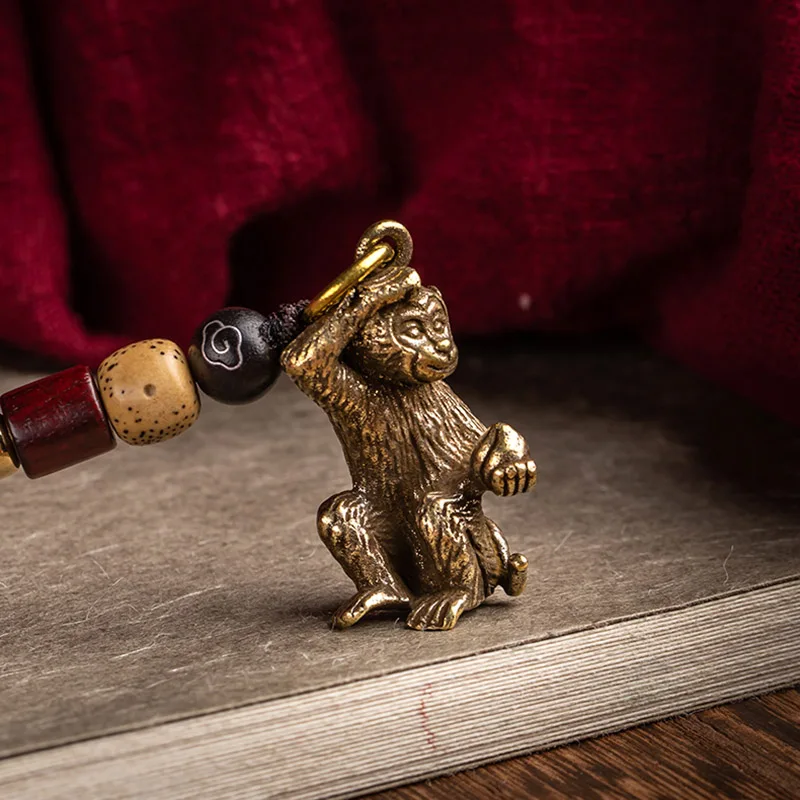 Животное обезьяна латунный кулон брелок для автомобиля винтажный роскошный