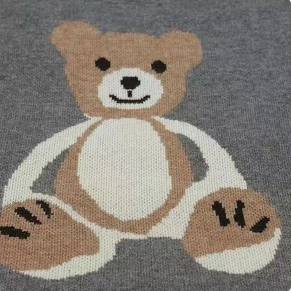 

ZOTTSOZ Jumpers Casual Korean Harajuku Women Knitted Cartoon Bear Sweater Pullover Streetwear Fashion Loose Knitwear Tops 2021