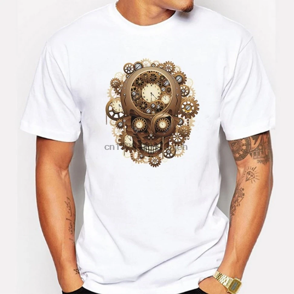 Новая модная мужская футболка в винтажном стиле с изображением черепа