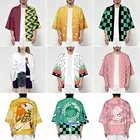 Аниме, рассекающий демонов, детский и взрослый Косплей-плащ Kimetsu No Yaiba Agatsuma Zenitsu Kamado Tanjirou Tomioka Giyuu Himejima Kyoumei