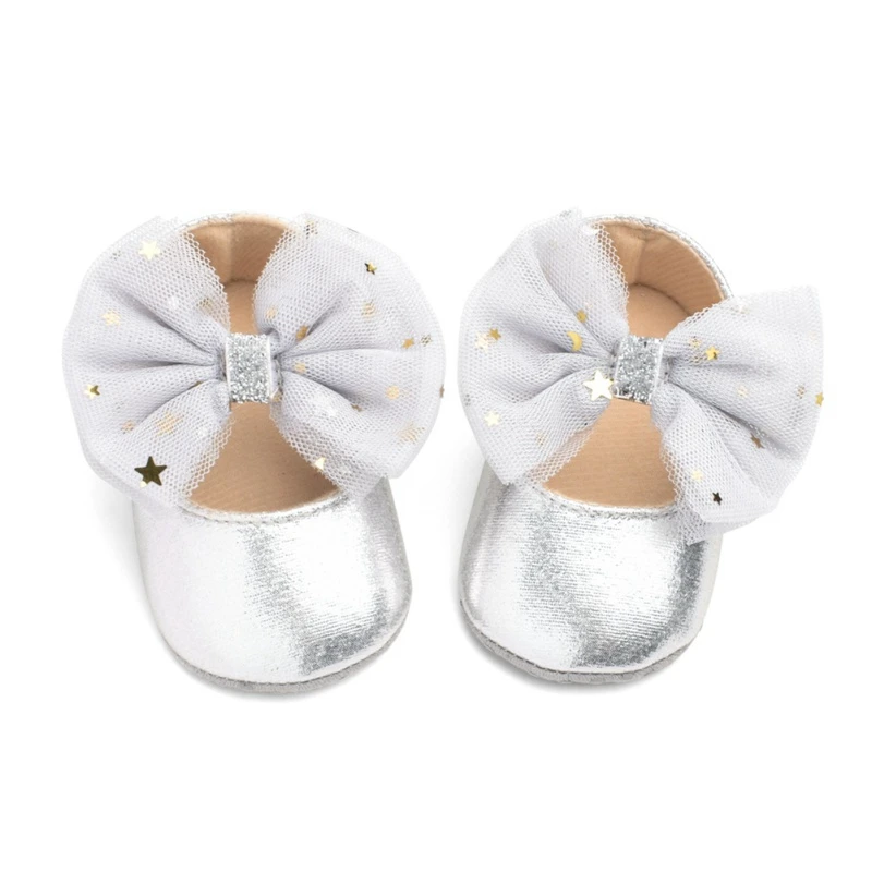Zapatos de suela blanda para primeros pasos para beb&eacute;, zapatos de princesa con lazo grande, de cuero PU, 2019-4