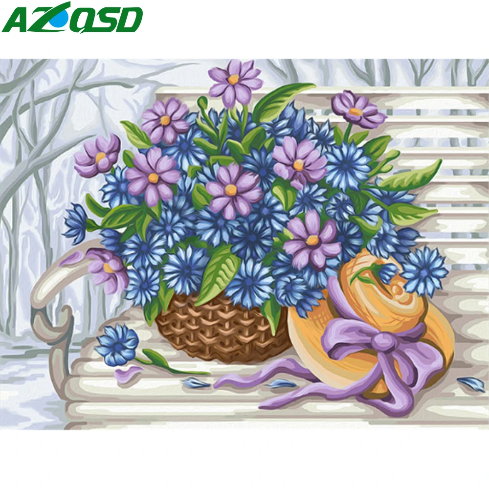 AZQSD 5D DIY алмазная живопись цветок полный квадрат дрель Алмазная ваза-мозаика