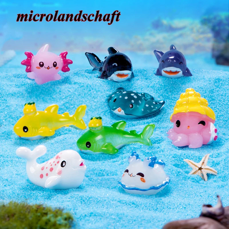 

1pc Marine Animal Shark Whale Sea Fish Model Bonsai Figurine Miniature Fairy Garden Decoration DIY Accessories Home Decor Toy