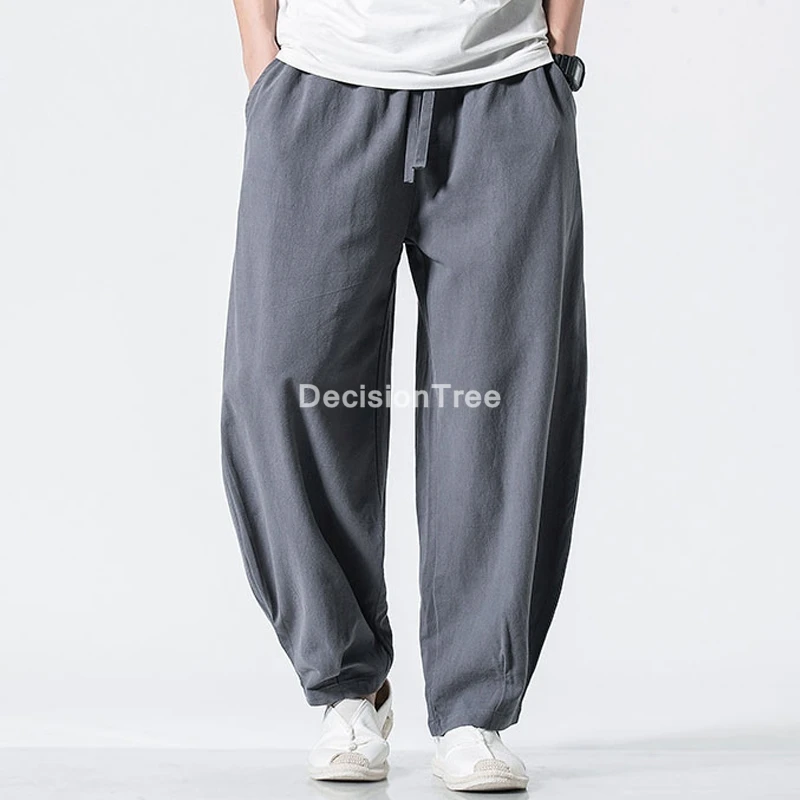 

2021 harem kung fu tai wushu pants cotton linen trouser man jogger pants chinese baggy pants jogger pants men loose trousers