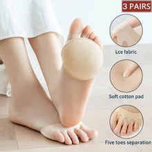 Almohadillas de cinco dedos del pie para mujer, protectores de tacón alto, medias plantillas invisibles para el cuidado del dolor de pies, absorbe los golpes, 3 pares