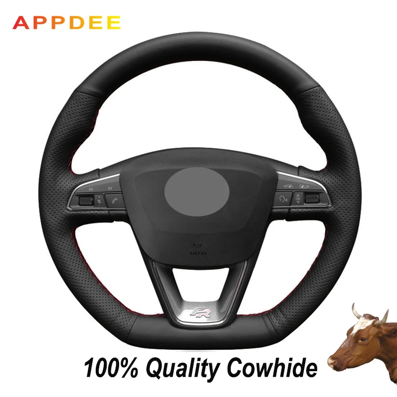 Чехол на руль APPDEE из натуральной кожи для seat Leon Cupra R 2013 2019 ST Ateca 2016 2019|Чехлы руль| |