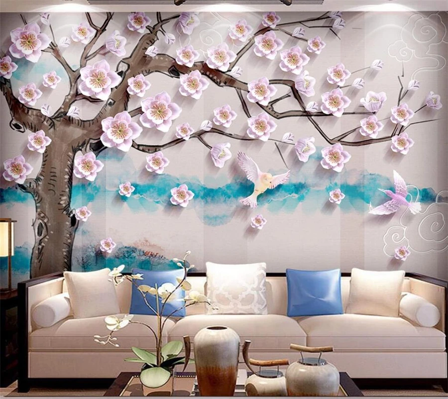 Индивидуальные 3d обои рельефные простые и элегантные персиковые цветы Новый
