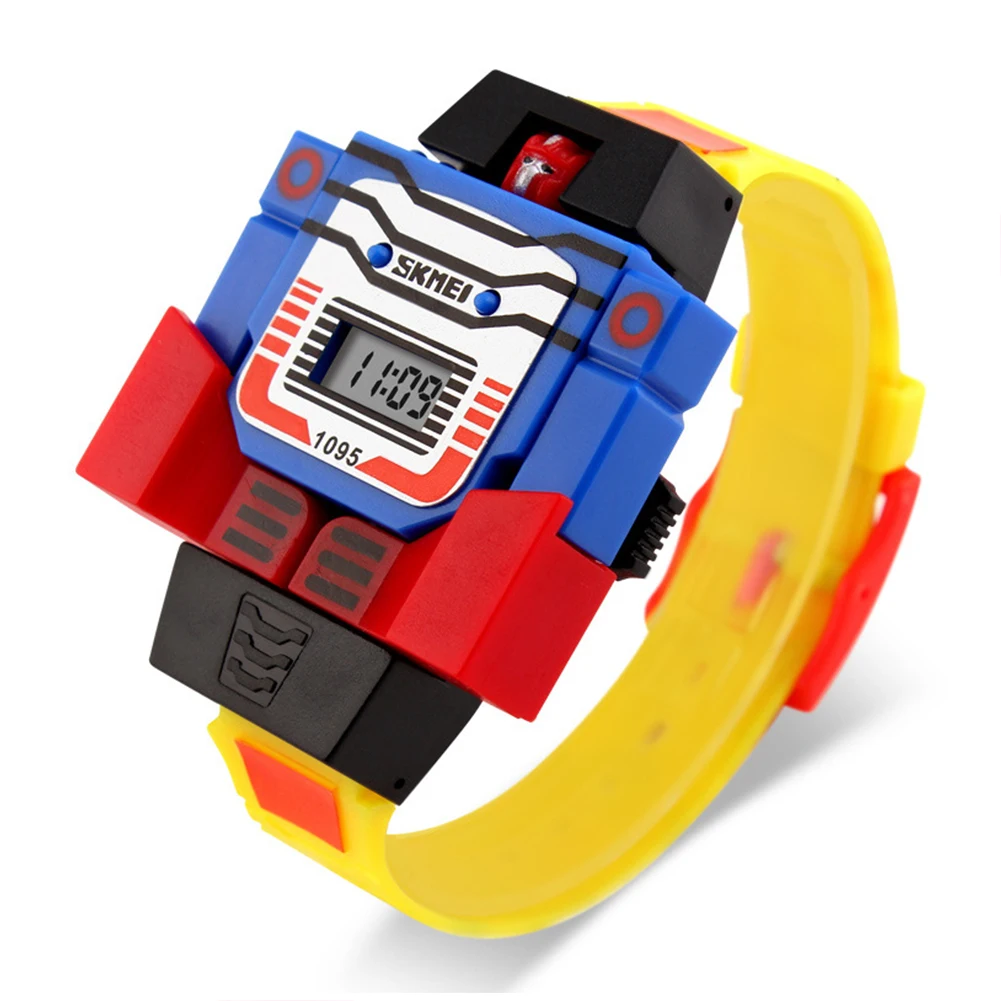 

SKMEI Kids Watches LED Digital Children Cartoon Sports Watches Robot Transformation Toys Boys Wristwatches montre enfant 1095