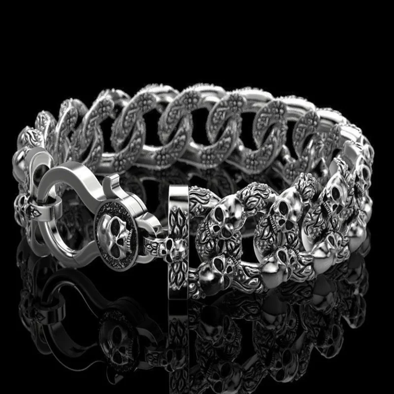Готический Для Мужчин's Нержавеющая сталь браслет стимпанк Череп &amp Браслет