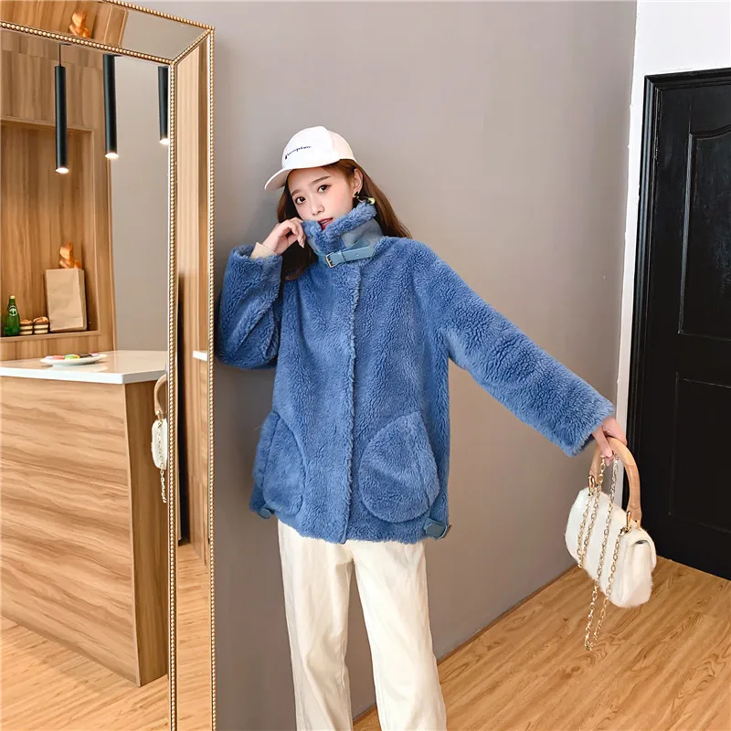 2021 New Winter Women Thicken Warm Natural Sheep Shearing Fur Coat Female Oversize Plush Real Overcoat Femme Jacket | Женская одежда