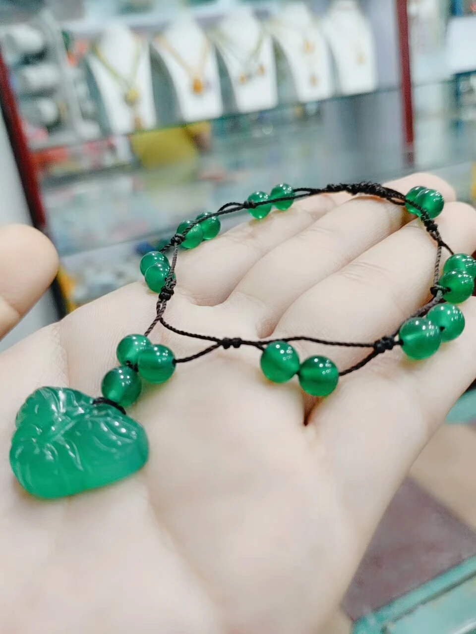 LETSFUN вязаный Натуральный китайский зеленый нефритовый халцедон ручной работы